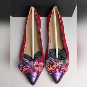 Dream Walkers Shoes Fuschia And Purple Flats With Bow Unique Size 41 Handmade 10